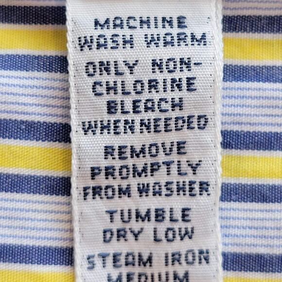 Polo Ralph Lauren Shirt Oxford Men's Large 16 Yellow Stripe Button Down Yarmouth - Picture 7 of 9